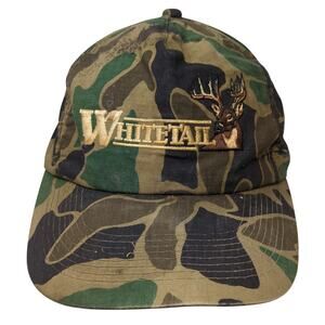 Whitetail Snapback Hat Multicolor One Size Camo Embroidered Outdoor Vintage USA